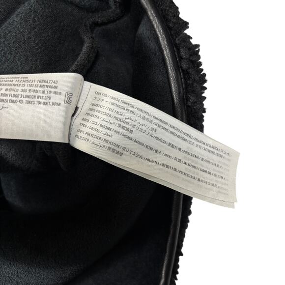 Abercrombie & Fitch Black Sherpa Jacket Women's Size L Faux Leather Trim Detail - Picture 5 of 8